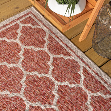 Trebol Moroccan Trellis Textured Weave Indoor/outdoor Runner Rug